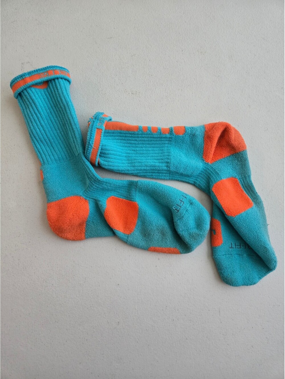 Nike Elite Basketball Crew Socks Teal Orange Dri-FIT Adult L